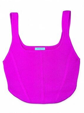 Aritzia Babaton Bright Fuchsia Corset Knit Crop Top Size M Balletcore Barbiecore